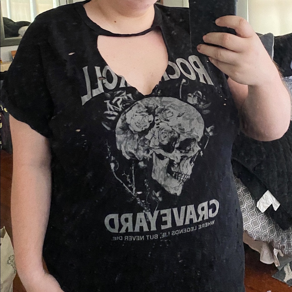 Rock and Roll Torrid cut out t shirt